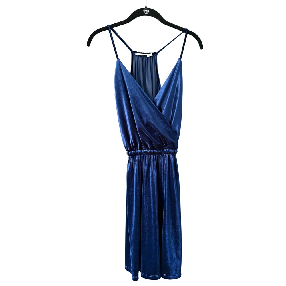 Suite Benedict‎ Blue Velvet Dress Sleeveless Mini Party Cocktail Women's